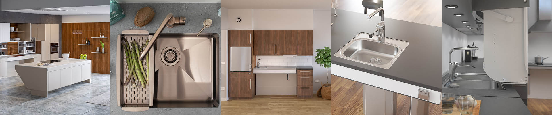 Barrierefreie Küche mit höhenverstellbarer Arbeitsplatte und Kücheninsel – ergonomische Planung für Sitzen und Stehen